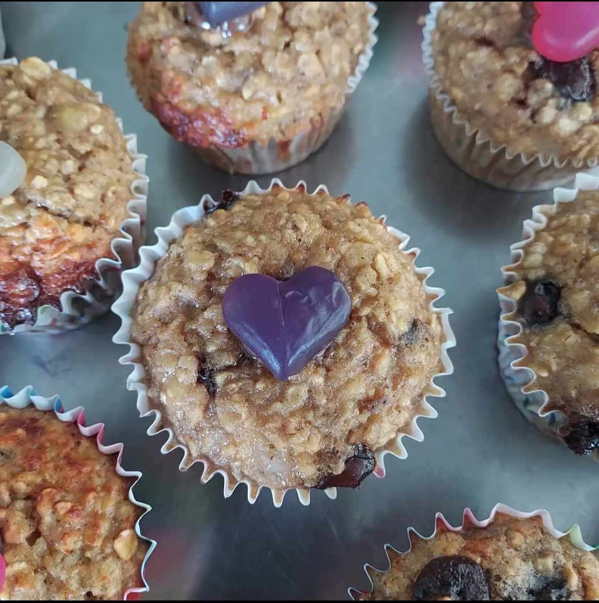 Hjerter på muffins.